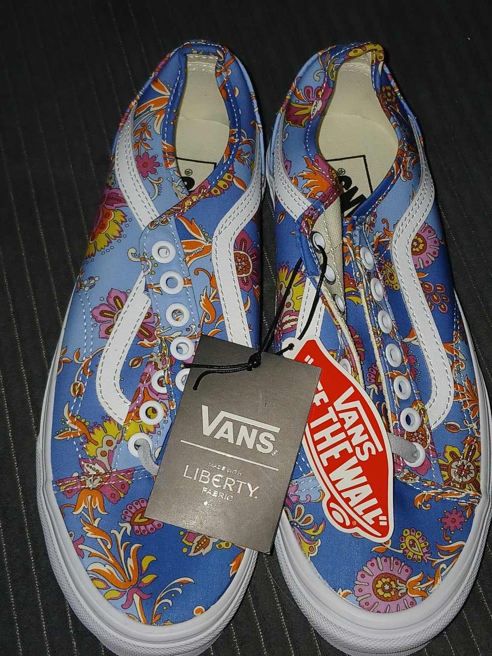 Vans Liberty Floral Low-Top Sneakers - Blue with Multicolor Print Women's 8.5